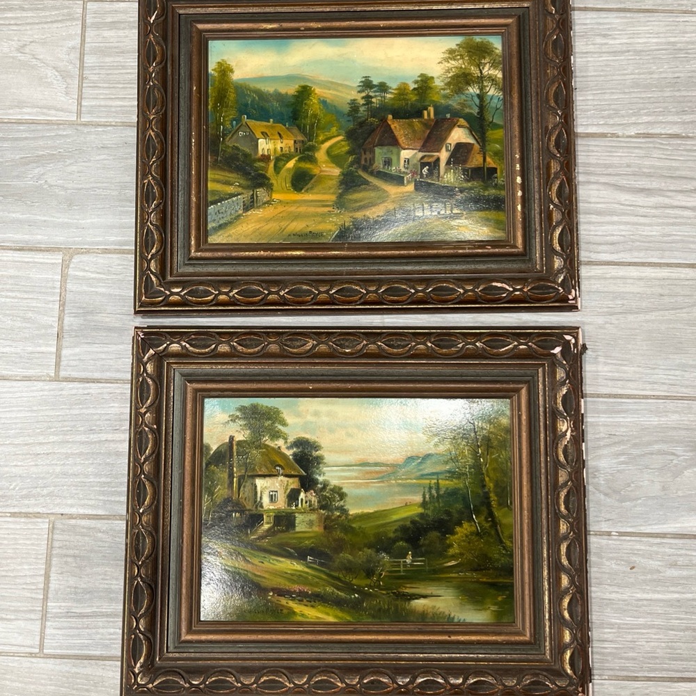 Vintage Landscape Paintings in Ornate Frames